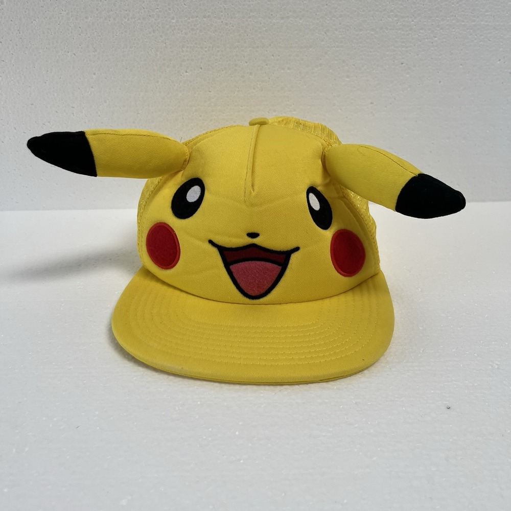 Pokemon‎ Pikachu 3D Face Hat With Ears Baseball Cap Yellow Nintendo Game Freak